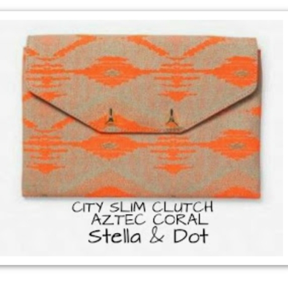 STELLA & DOT City Slim Clutch Aztec Coral. NWOT - Picture 2 of 12